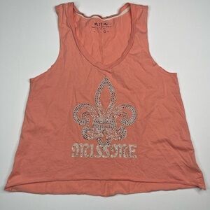 Miss Me Tank Top Pink Summer Beach Festival Western Rhinestones Bling Distressed